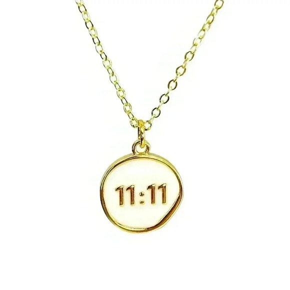 umbrllalaboratory Jewelry - 11 11 make a wish jewelry dainty gold coin angel necklace